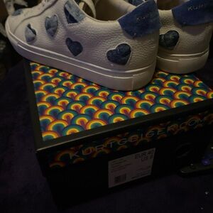 Kurt Geiger White Sneakers with Blue Heart Accents